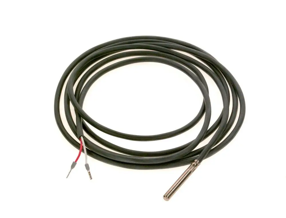 Flexibler Sensor von Bosch, bestehend aus einem langen Kabel mit zwei losen Drähten, und einem zylindrischen Wärmefühler am Ende.